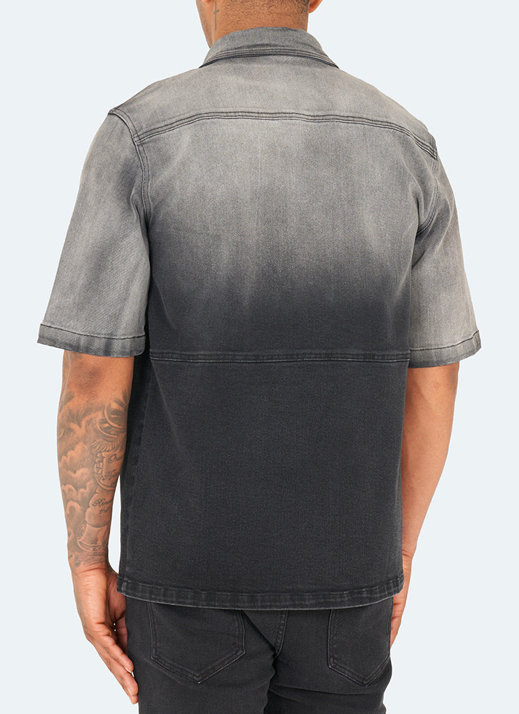 Vintage Deep Fade Denim Hemd - Schwarz