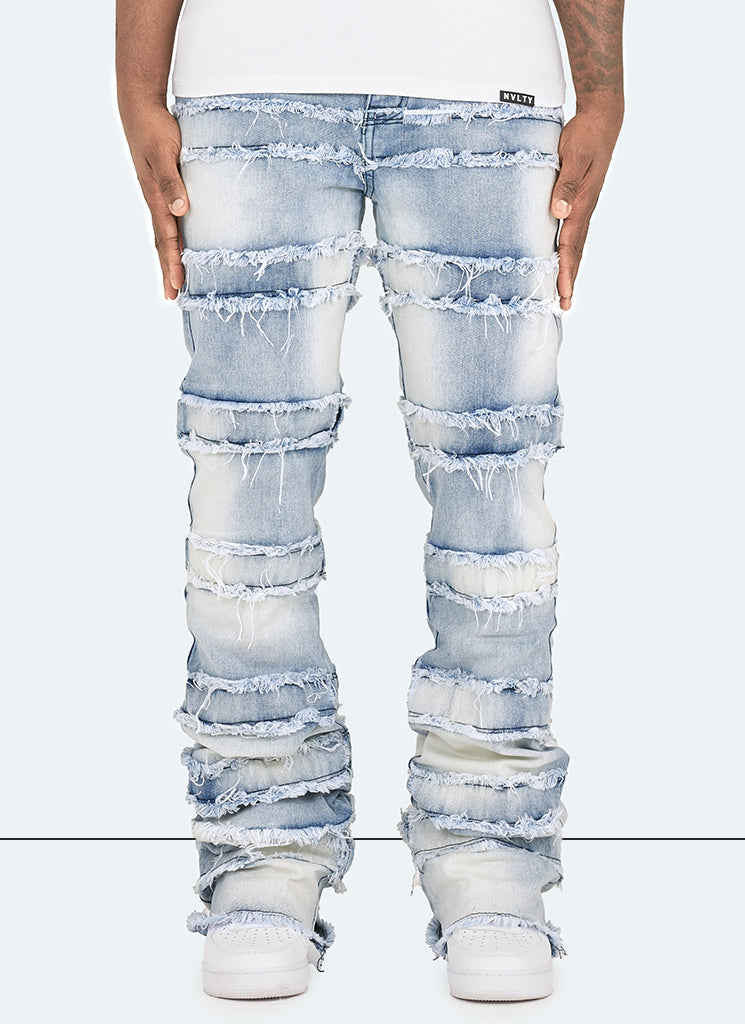 Vintage Flare Thread Jeans - Blau