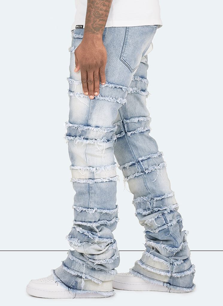 Vintage Flare Thread Jeans - Blau