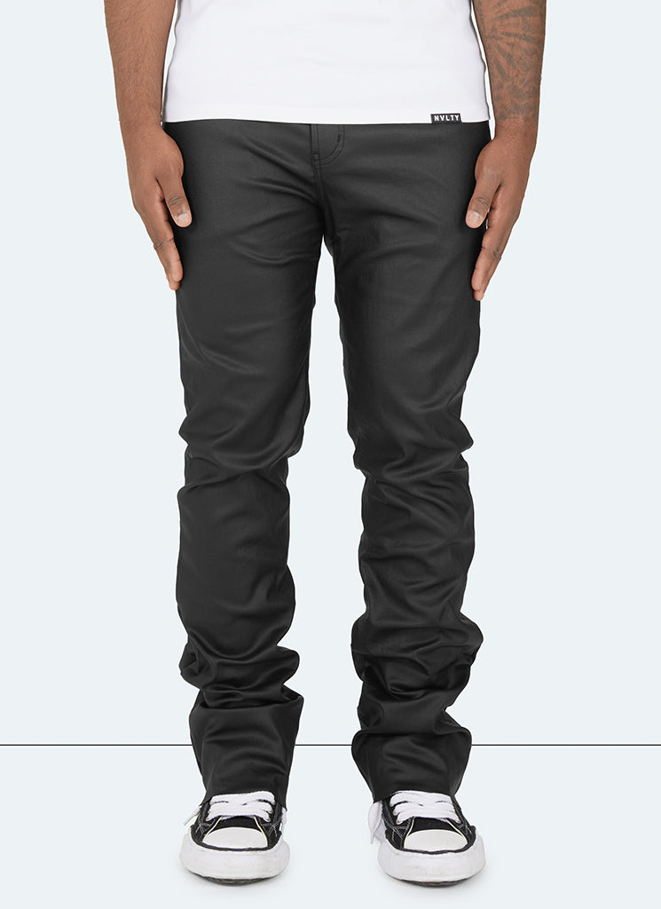 Vintage Flare Jeans mit gewachstem Saum und Reißverschluss - Schwarz 