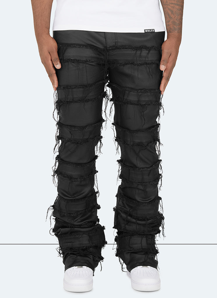 Vintage Flare Jeans mit Wachsfaden - Schwarz