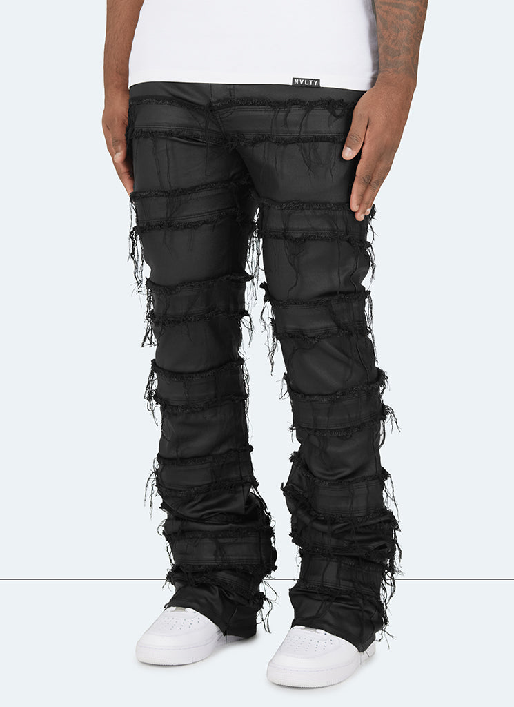 Vintage Flare Jeans mit Wachsfaden - Schwarz