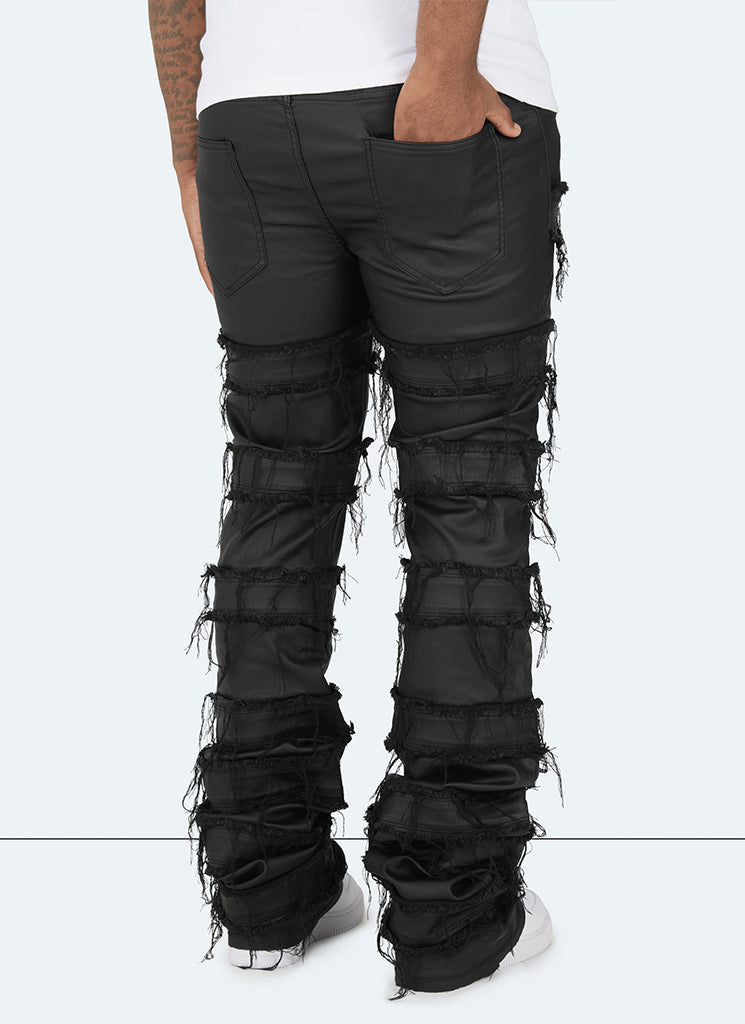Vintage Flare Jeans mit Wachsfaden - Schwarz