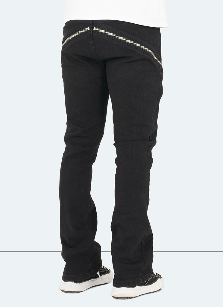 Vintage Flare Zipper Jeans - Schwarz