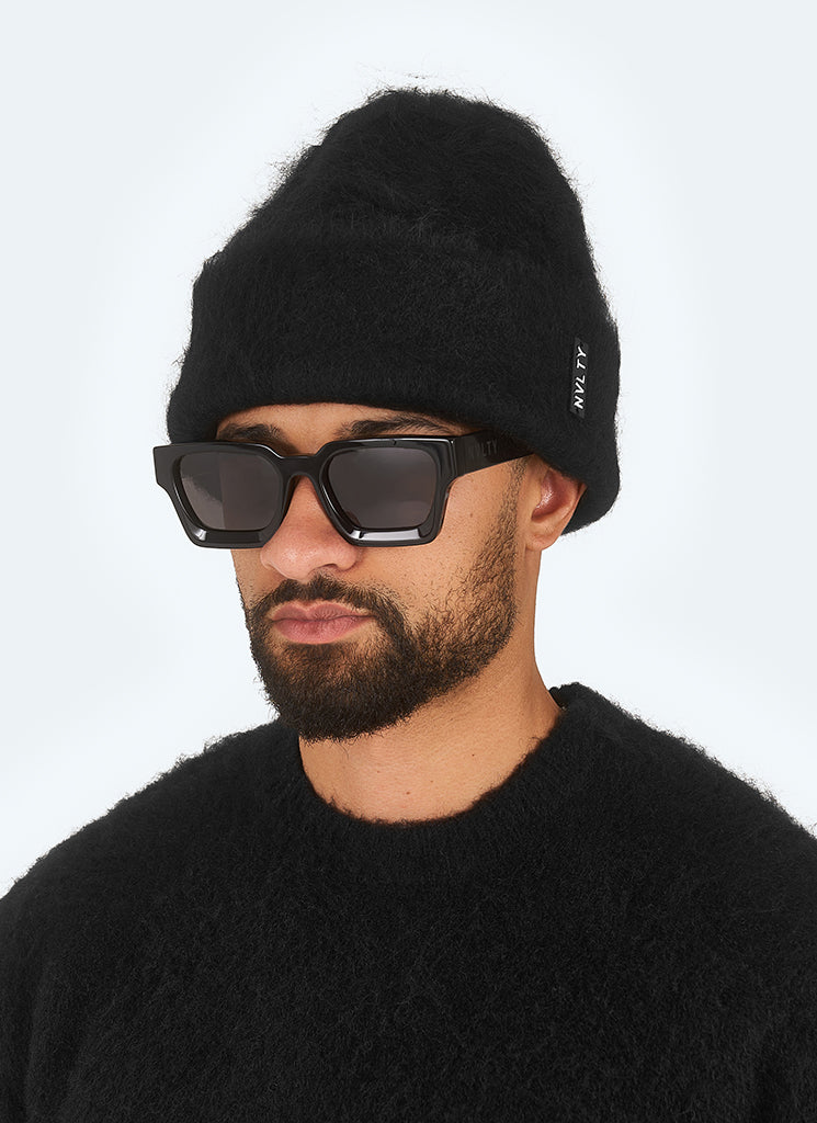 Mohair-Mütze - Schwarz