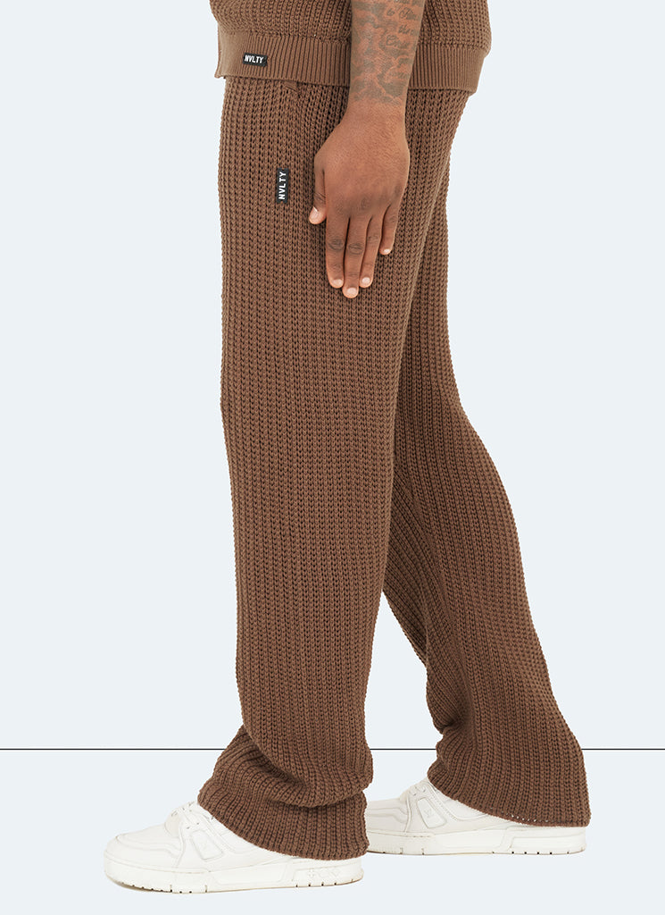 Crochet Knit Trousers - Brown