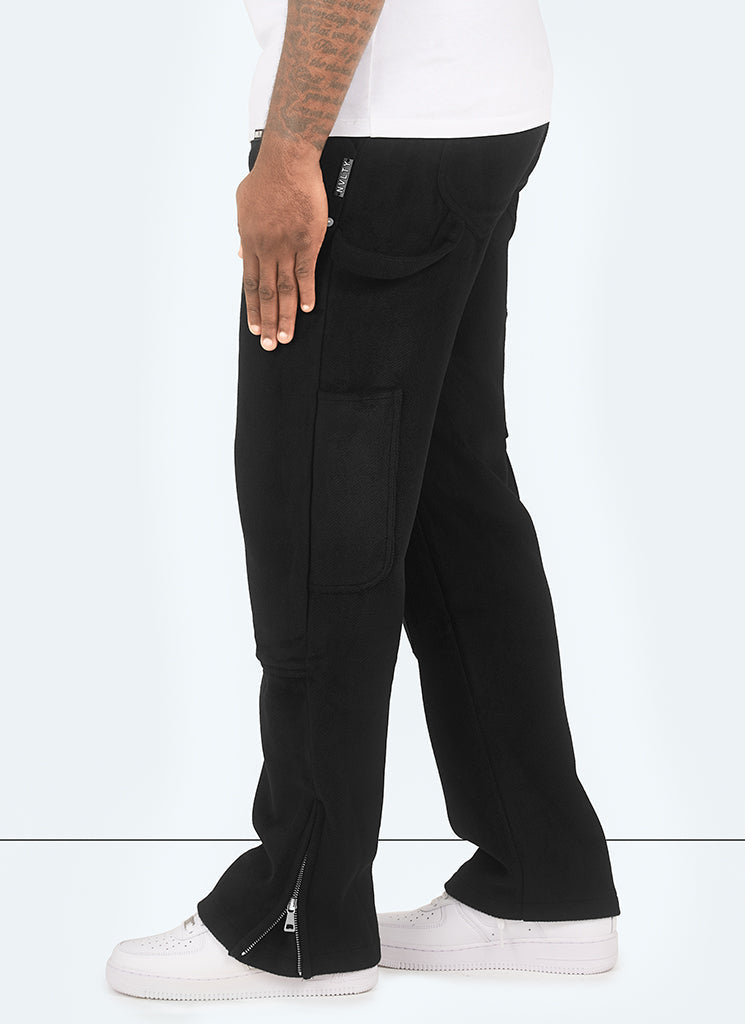 Carpenter-Nietenhose aus schwerer Wolle - Schwarz