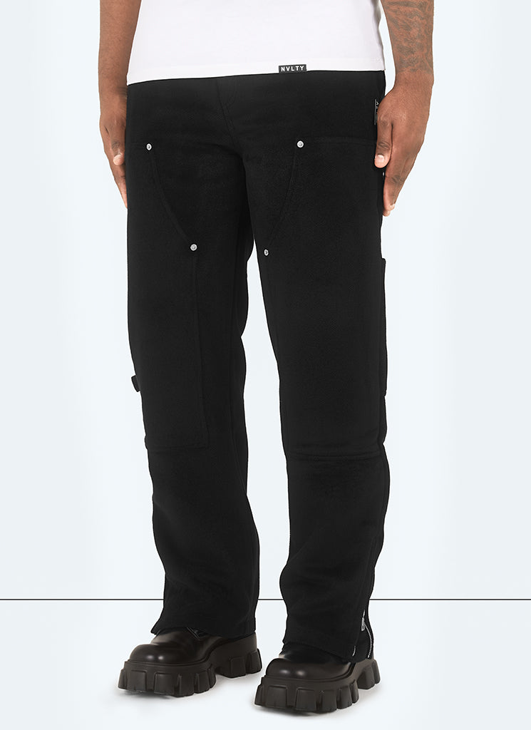 Carpenter-Nietenhose aus schwerer Wolle - Schwarz