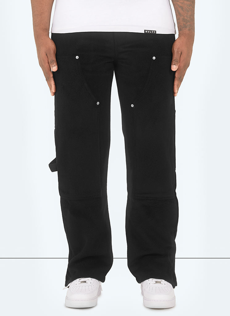 Carpenter-Nietenhose aus schwerer Wolle - Schwarz