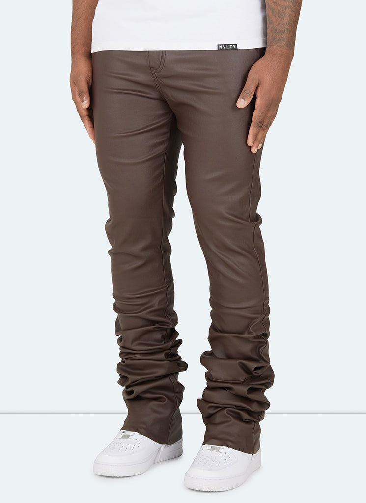 Vintage Stacked Wax Jeans - Braun