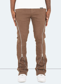 Vintage Flare Zipper Jeans - Braun