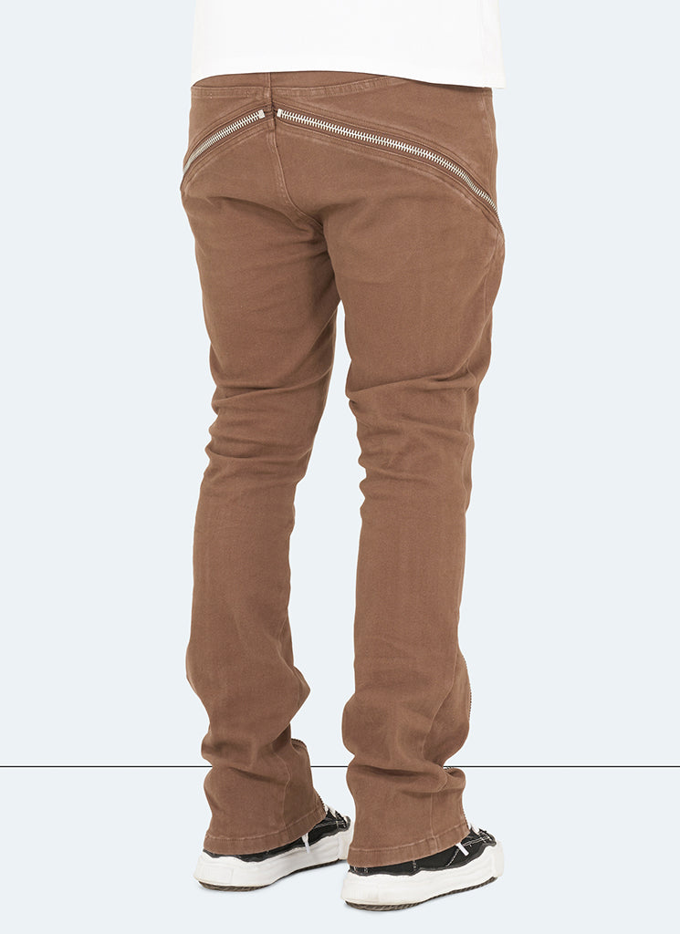 Vintage Flare Zipper Jeans - Braun