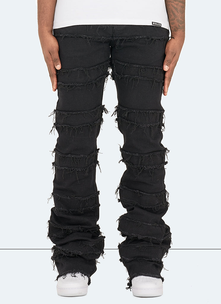 Vintage Flare Thread Jeans - Schwarz