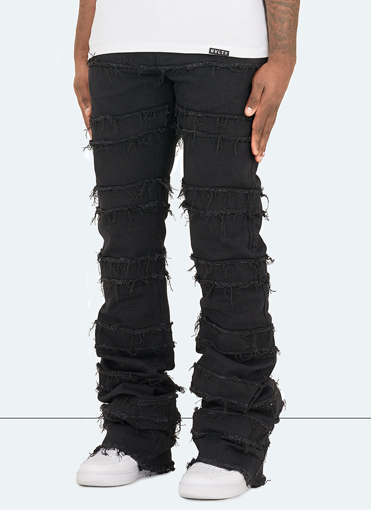Vintage Flare Thread Jeans - Schwarz