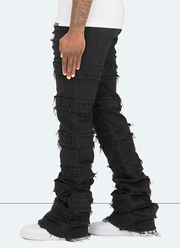 Vintage Flare Thread Jeans - Schwarz