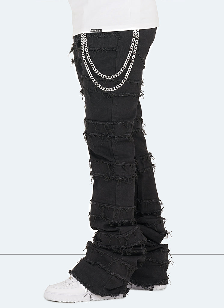 Vintage Flare Thread Jeans - Schwarz