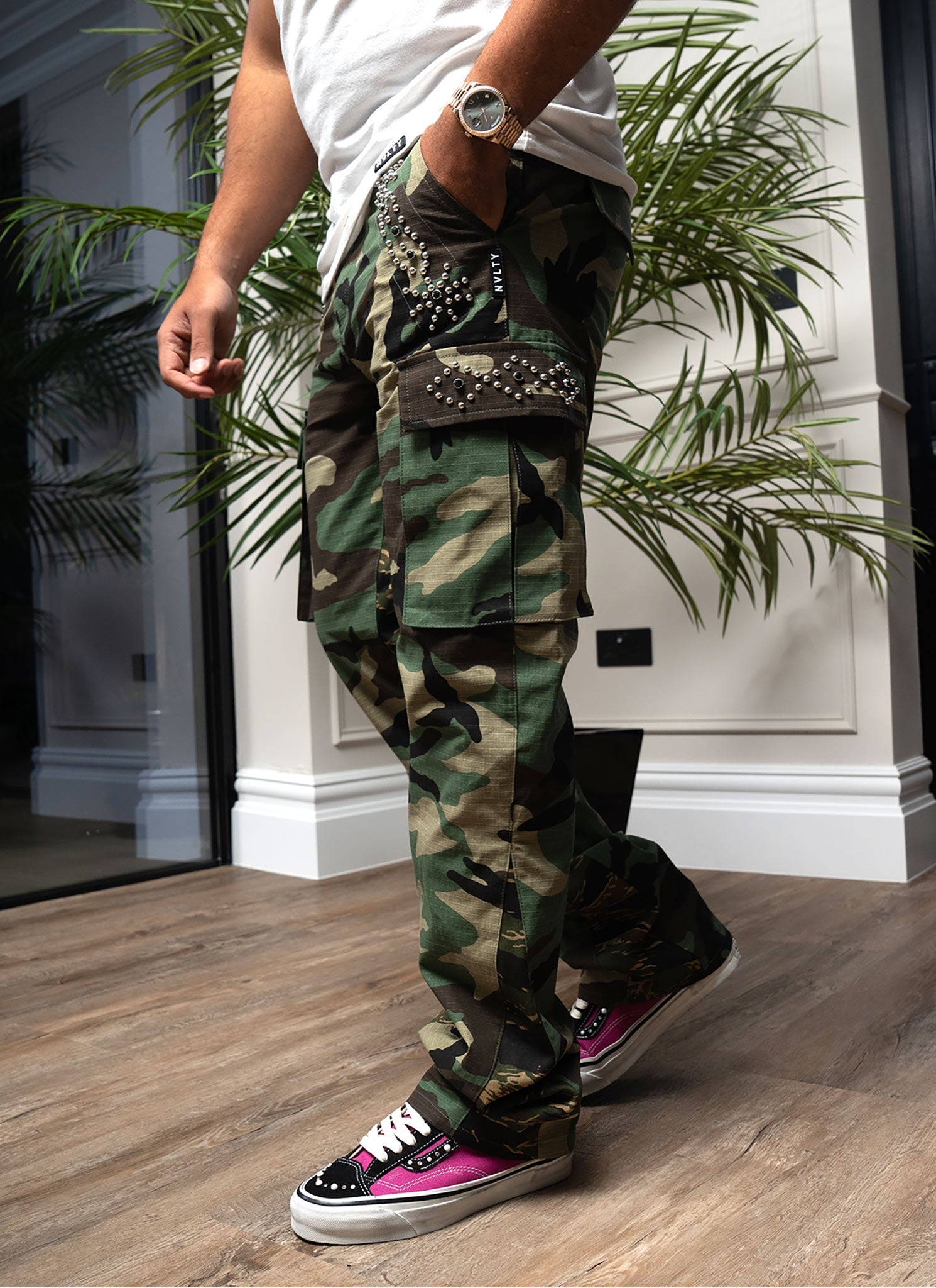 Vintage Flare Studded Cargos - Camo