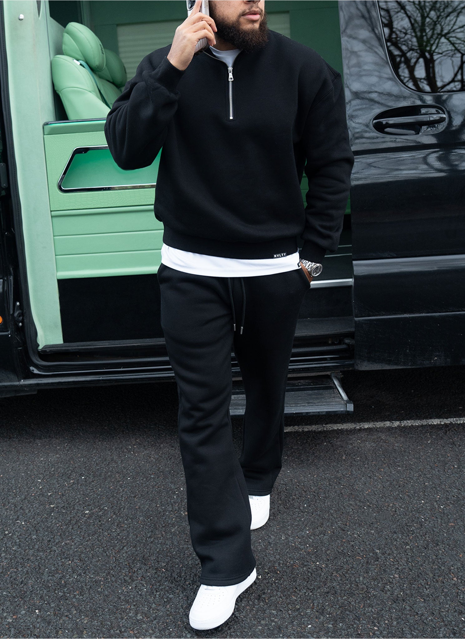 Heavyweight Luxe Flare Joggers - Black