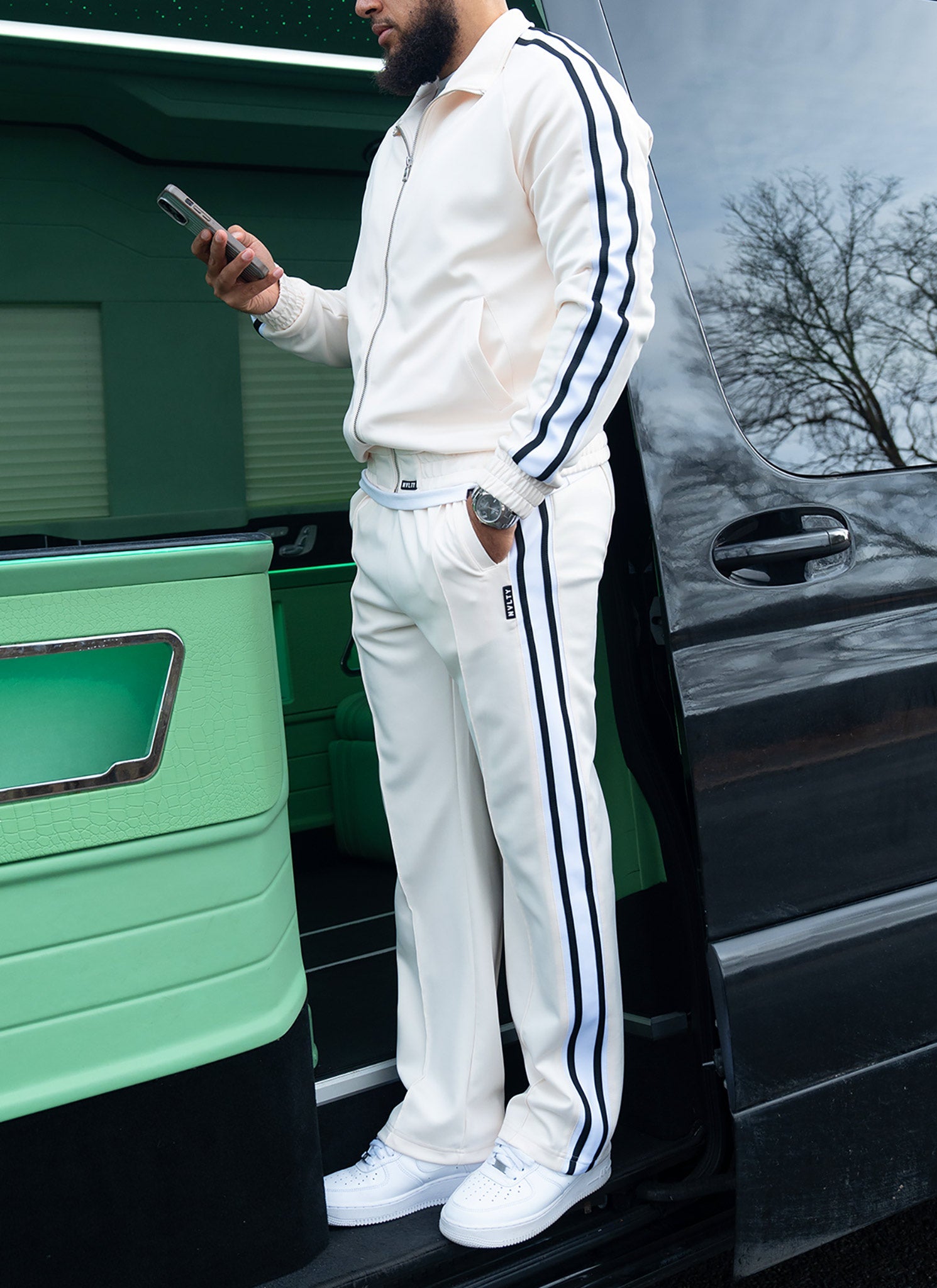 Panelled Luxe Track Jacket - Ivory