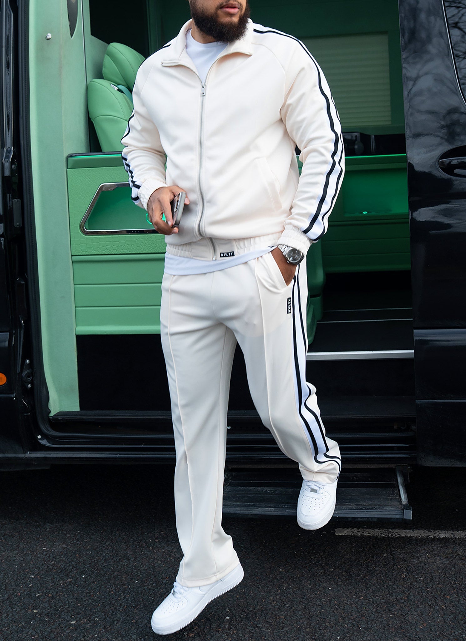 Panelled Luxe Track Pants - Ivory