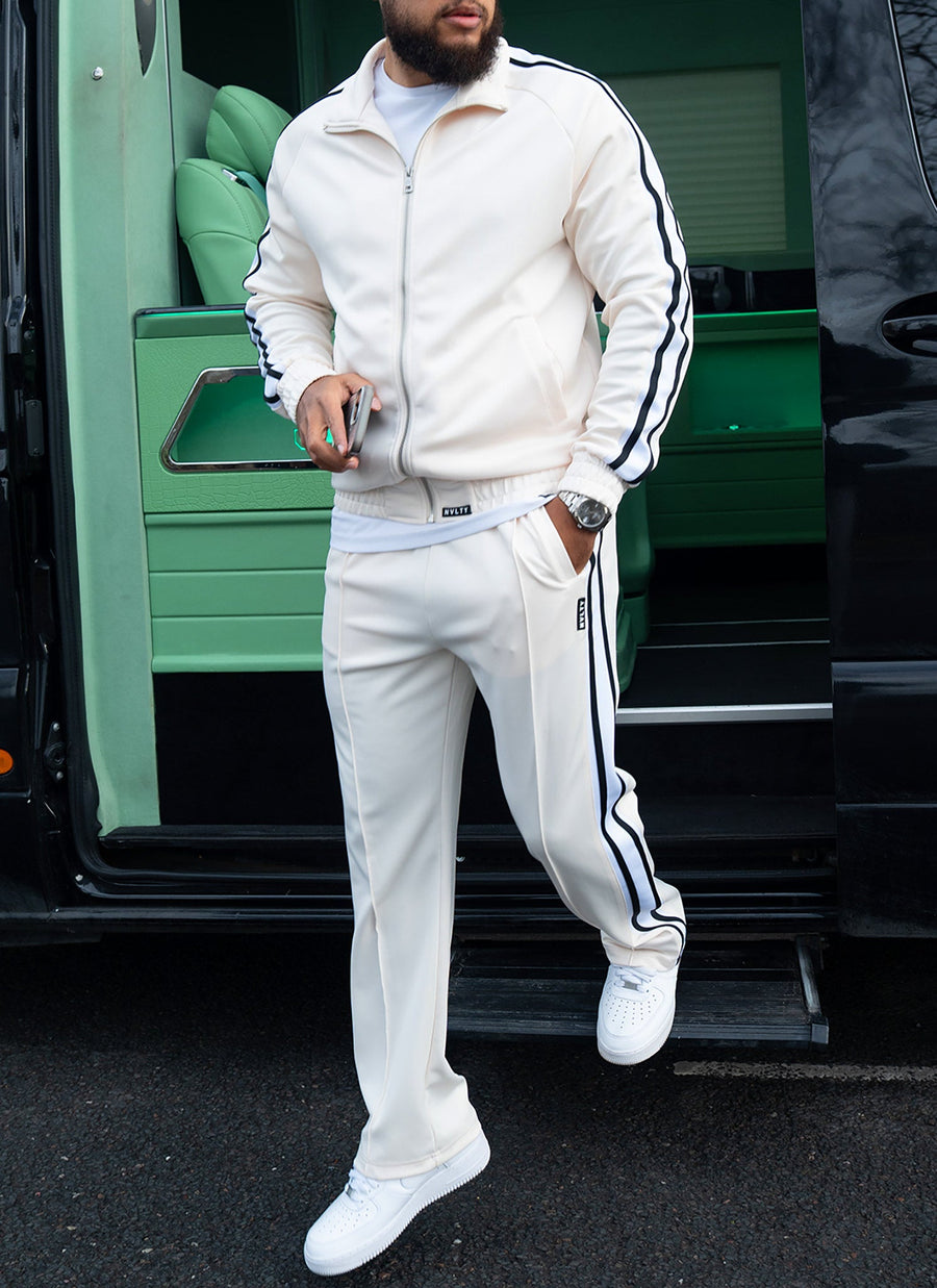 Panelled Luxe Track Jacket - Ivory