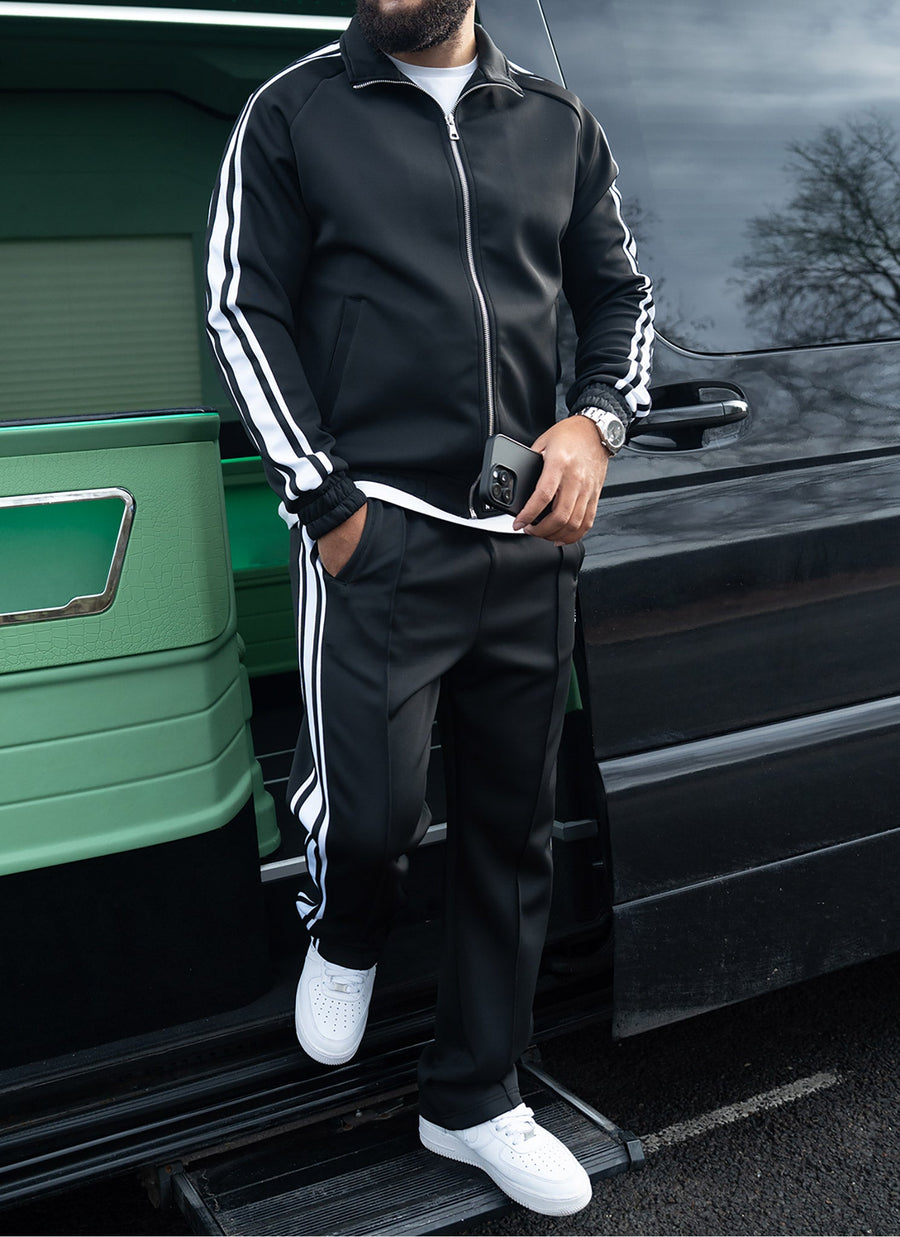 Panelled Luxe Track Pants - Black