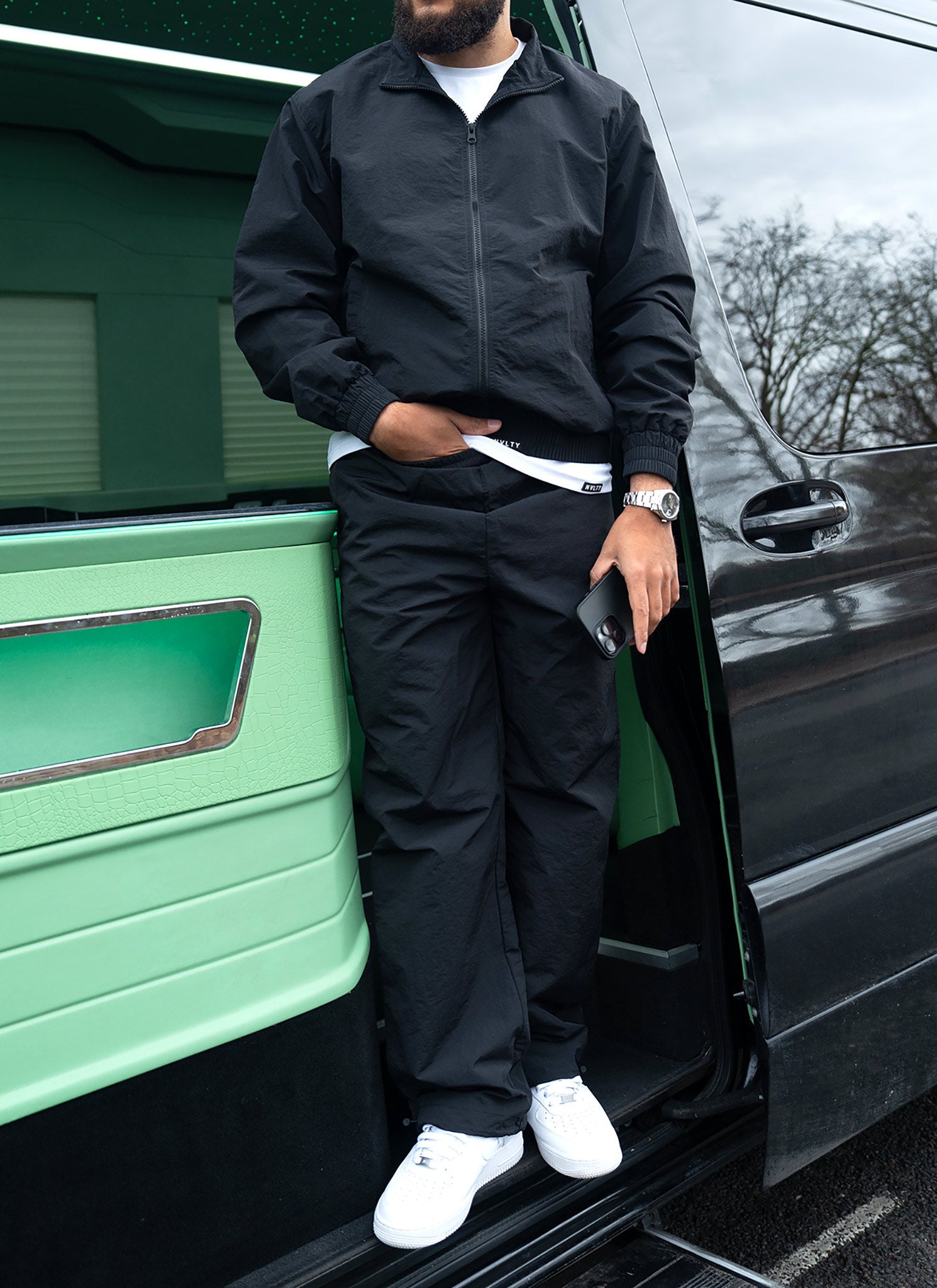 Heavyweight Shell Track Jacket - Black