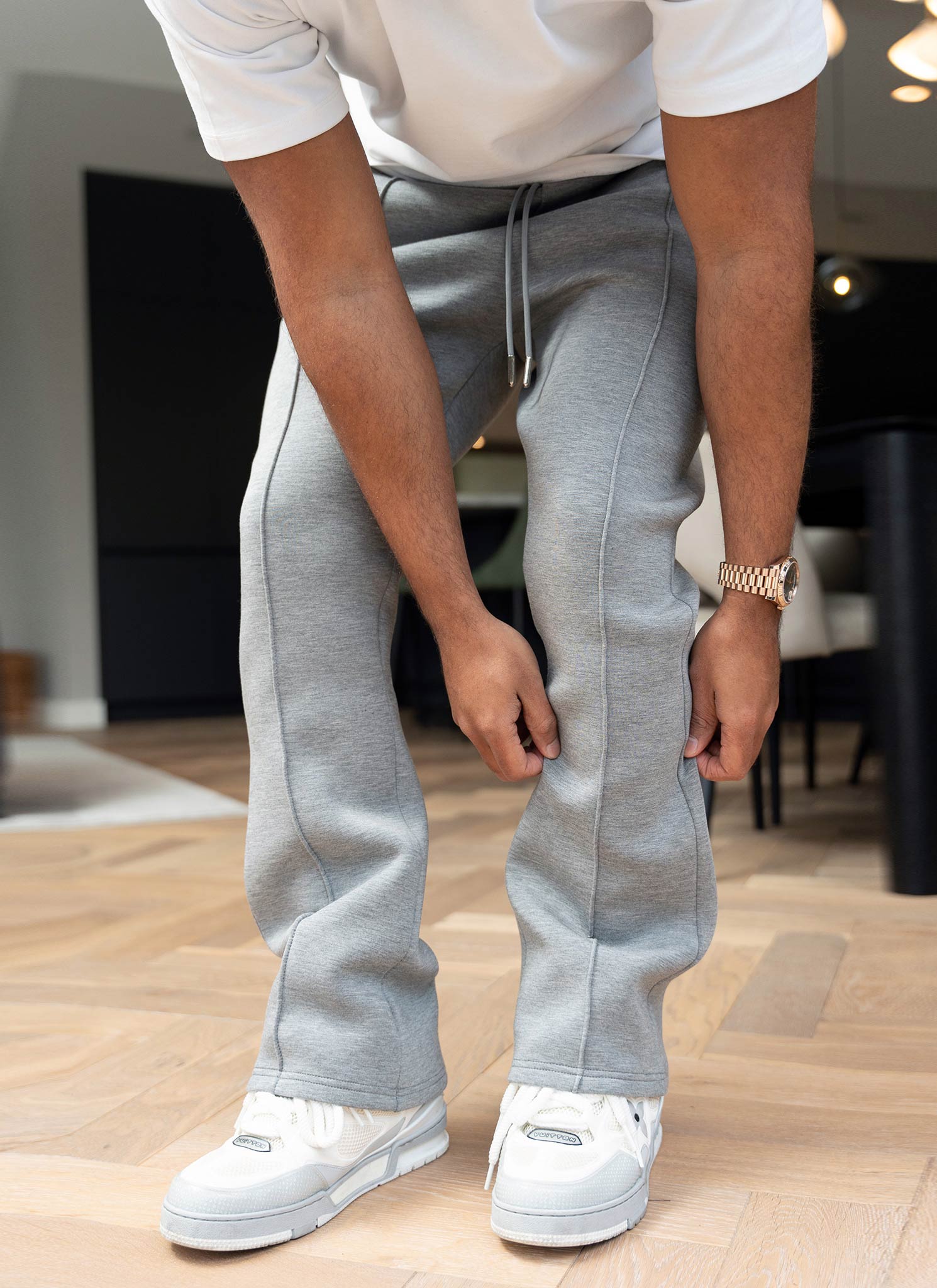 Strukturierte Jogginghose Ausgestellter Faltenrock Aus Scuba - Grau