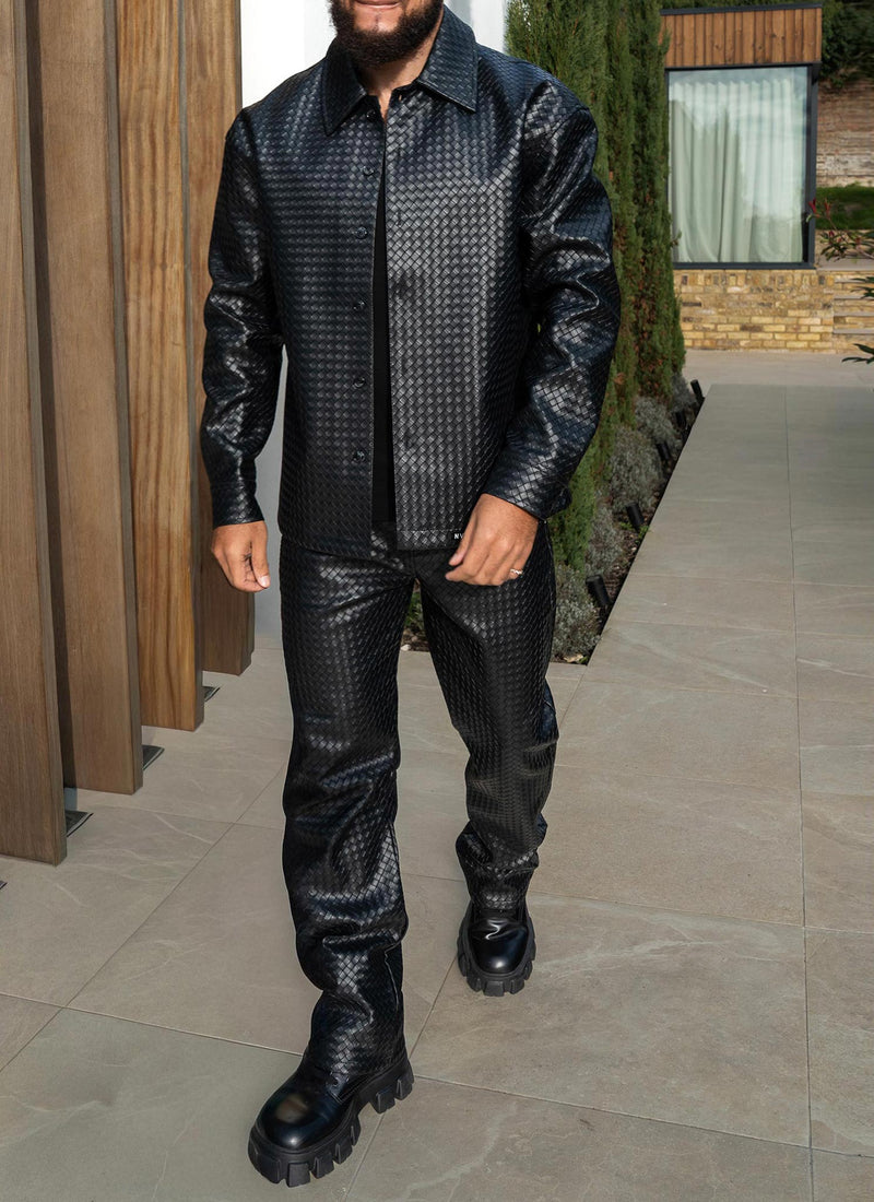 Leather Interlock Shirt - Black