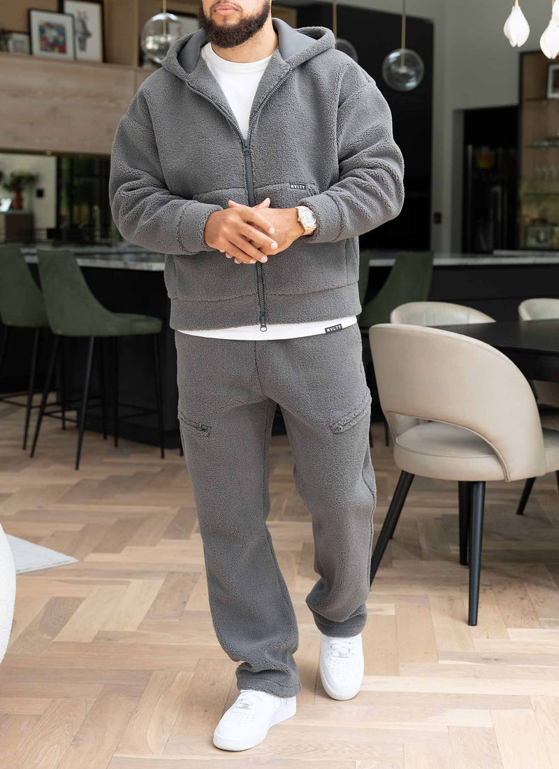 Sherpa Zip Hoodie - Grey
