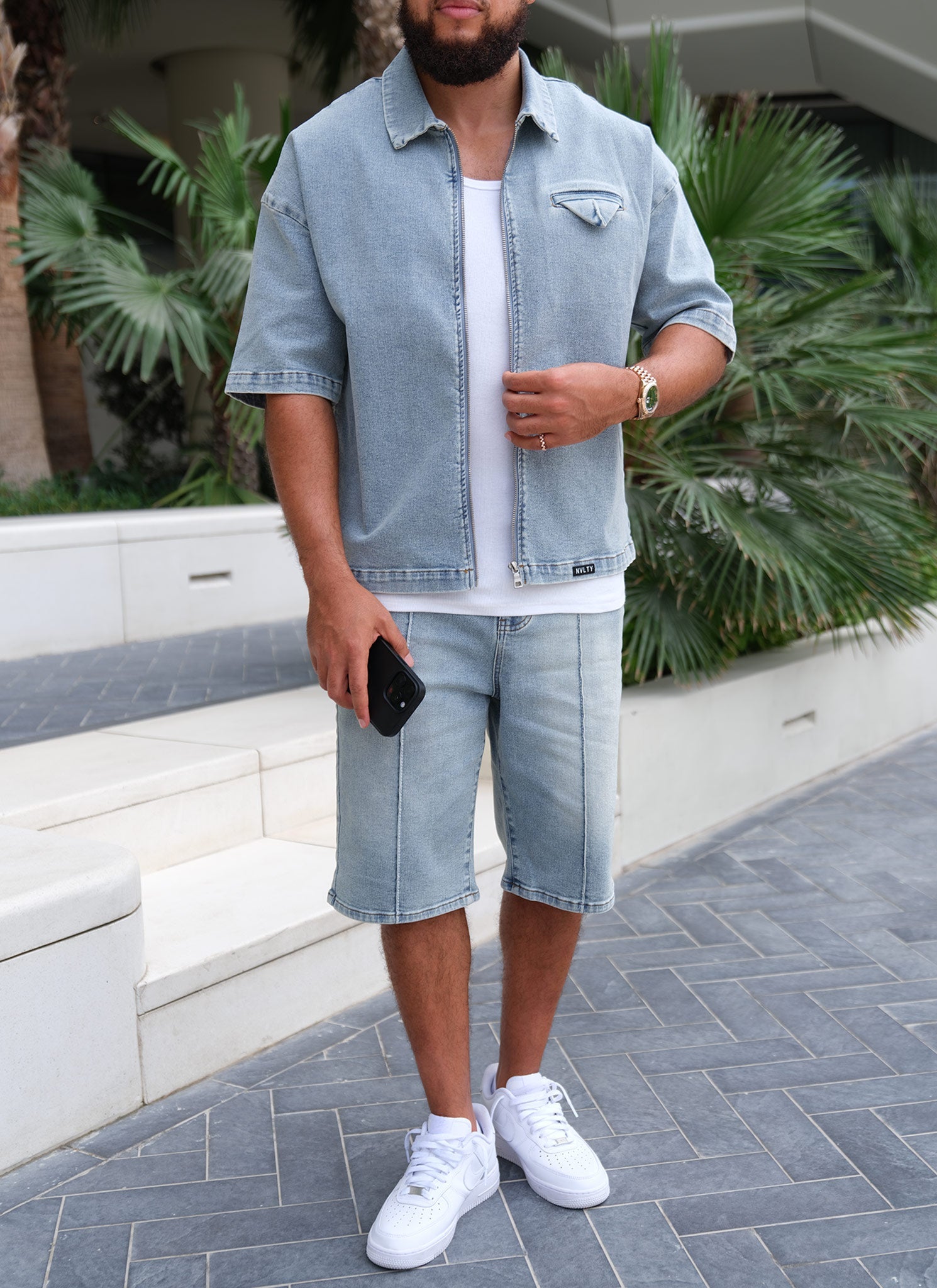 Vintage Pocket Square Denim Shirt - Blue