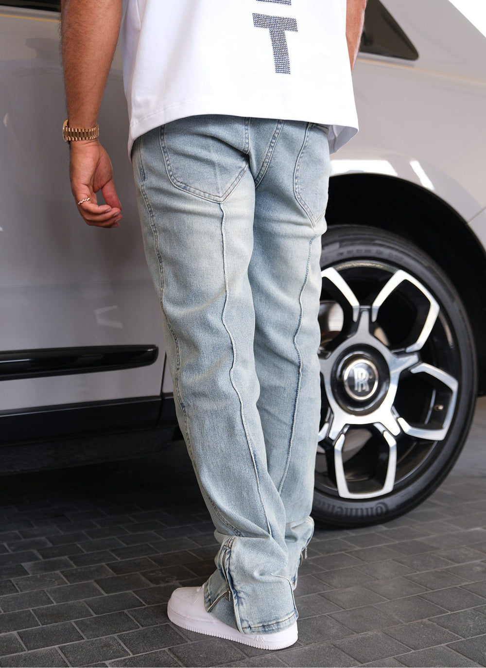 Vintage Pleat Jeans - Blue