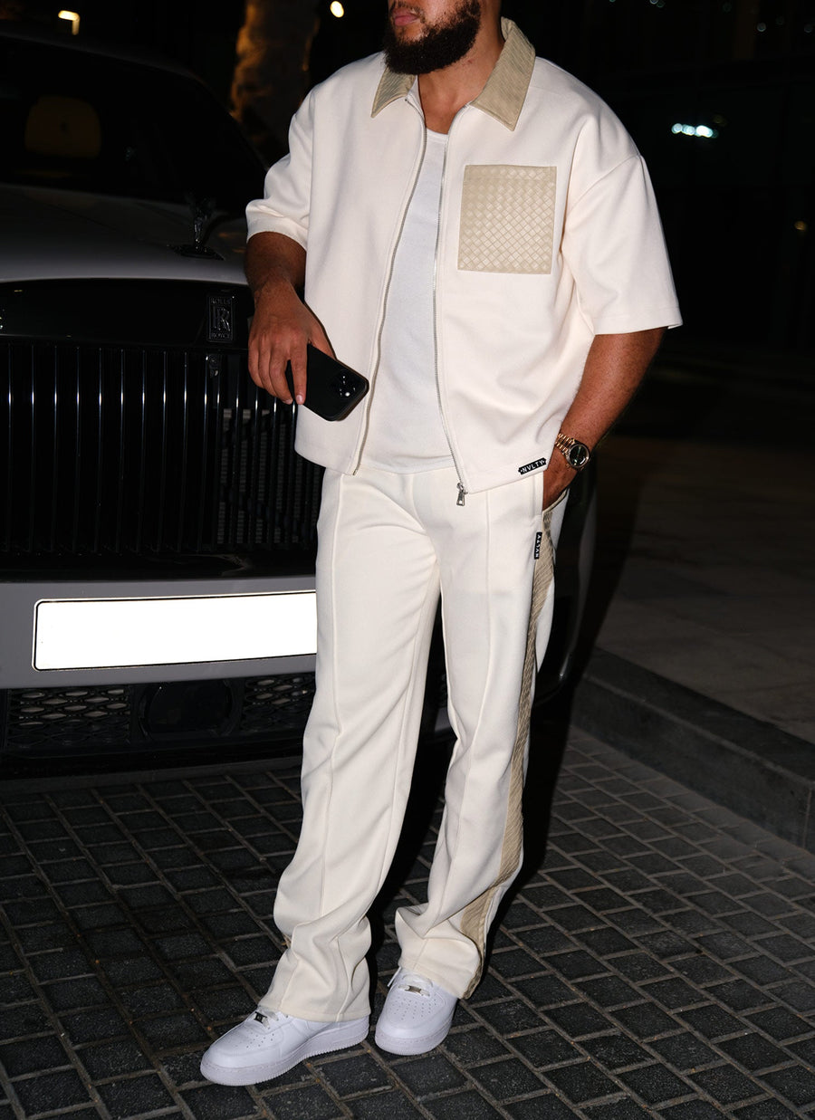 Twill Interlock Pleat Pants - Ivory