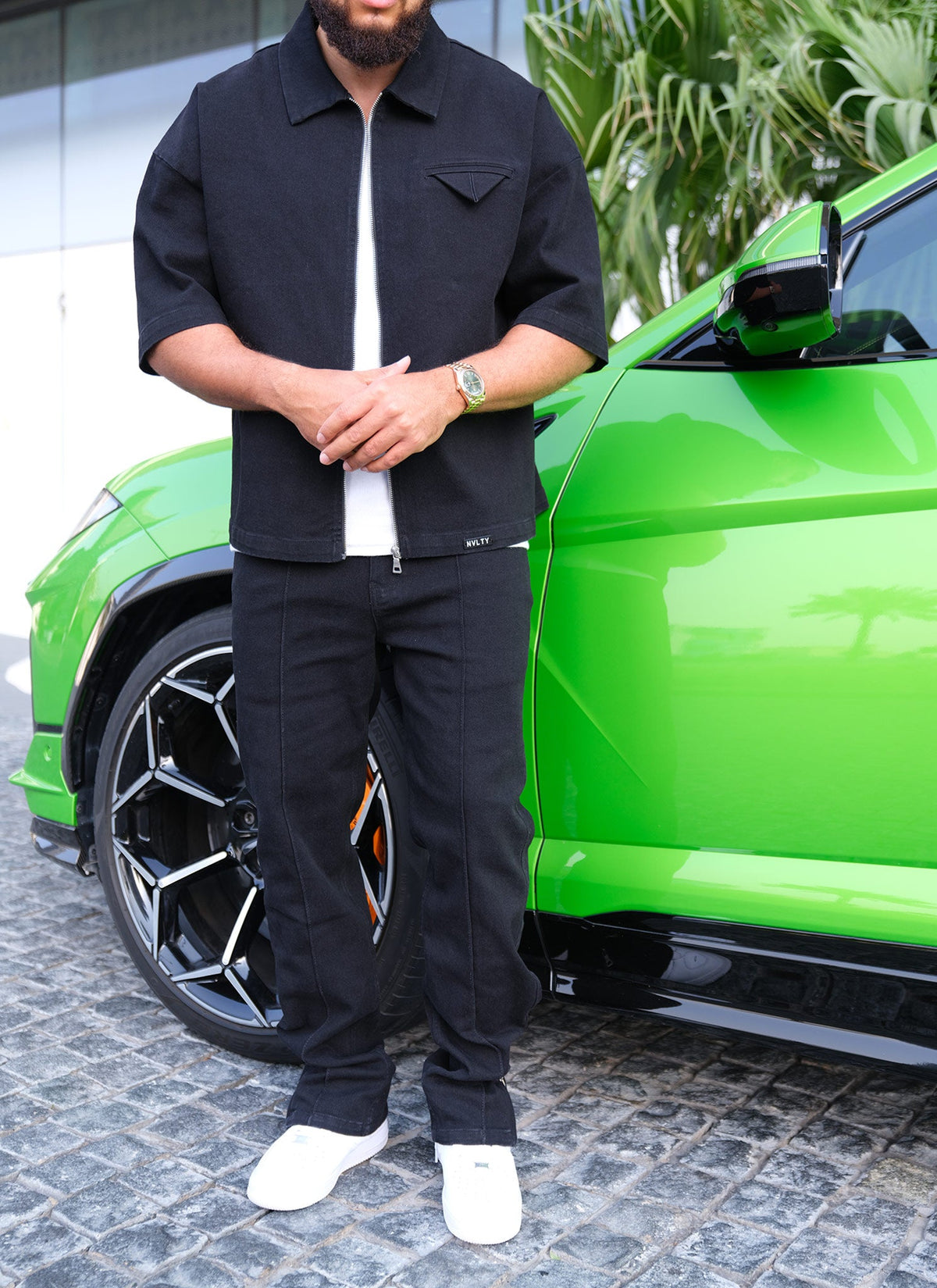 Vintage Pocket Square Denim Shirt - Black