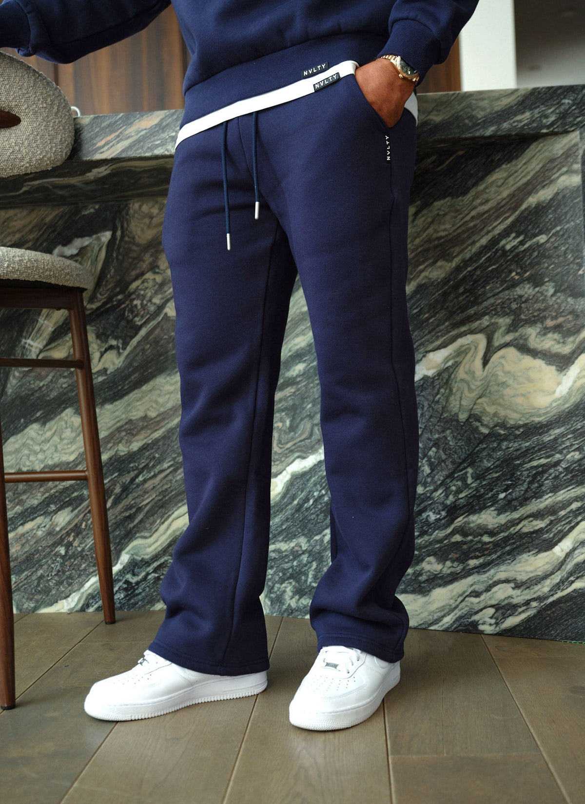 Heavyweight Luxe Flare Joggers - Navy