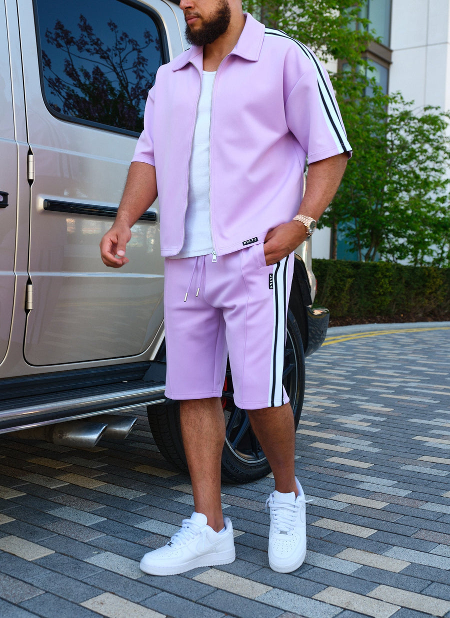 Panelled Luxe Track Shirt - Purple