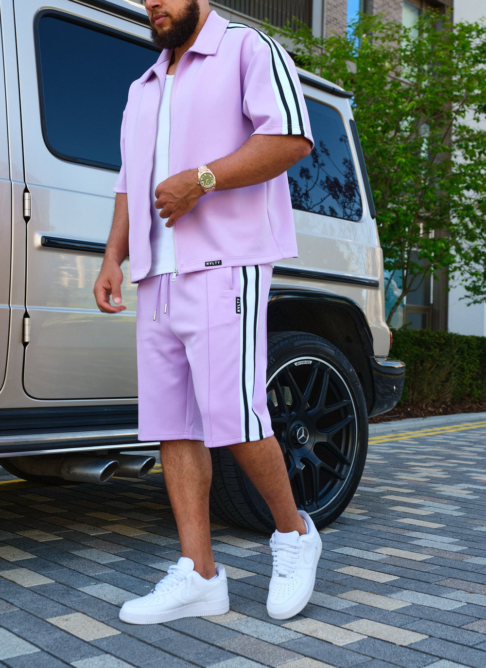 Panelled Luxe Track Shorts - Purple
