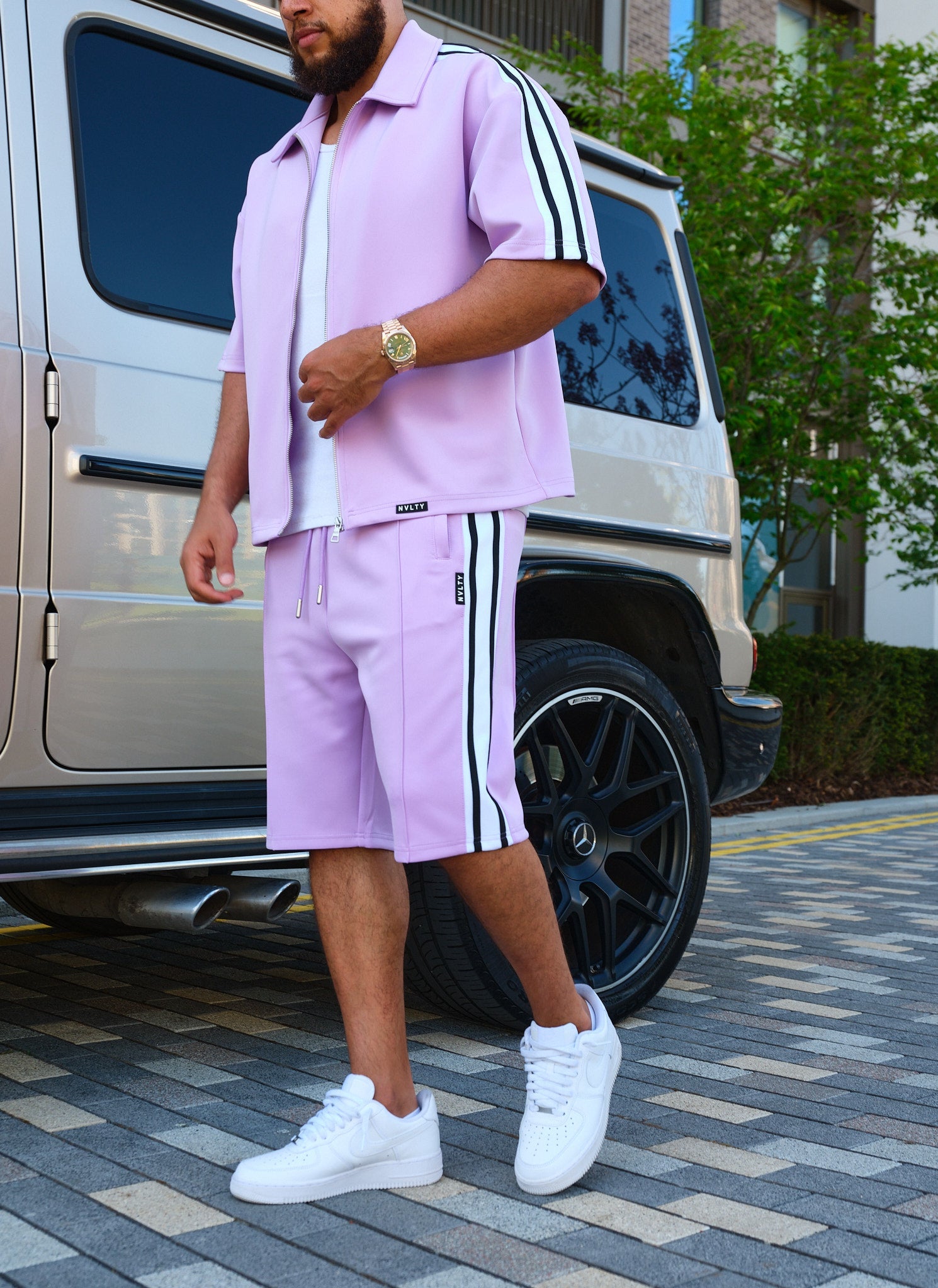 Panelled Luxe Track Shirt - Purple