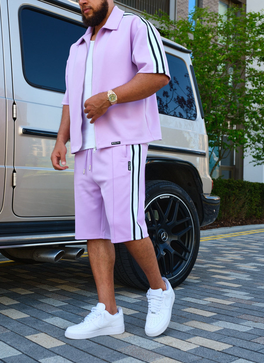 Panelled Luxe Track Shirt - Purple
