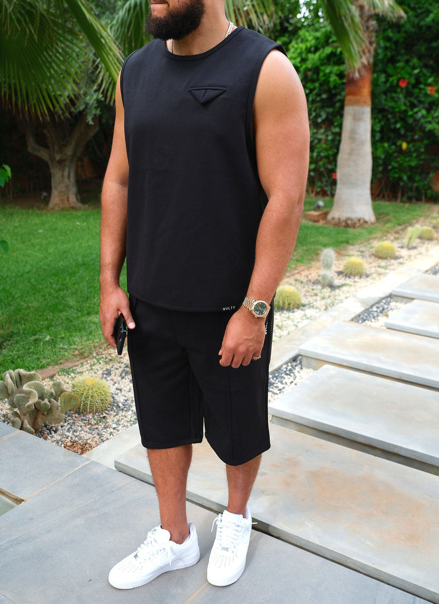 Twill Pocket Square Sleeveless - Black