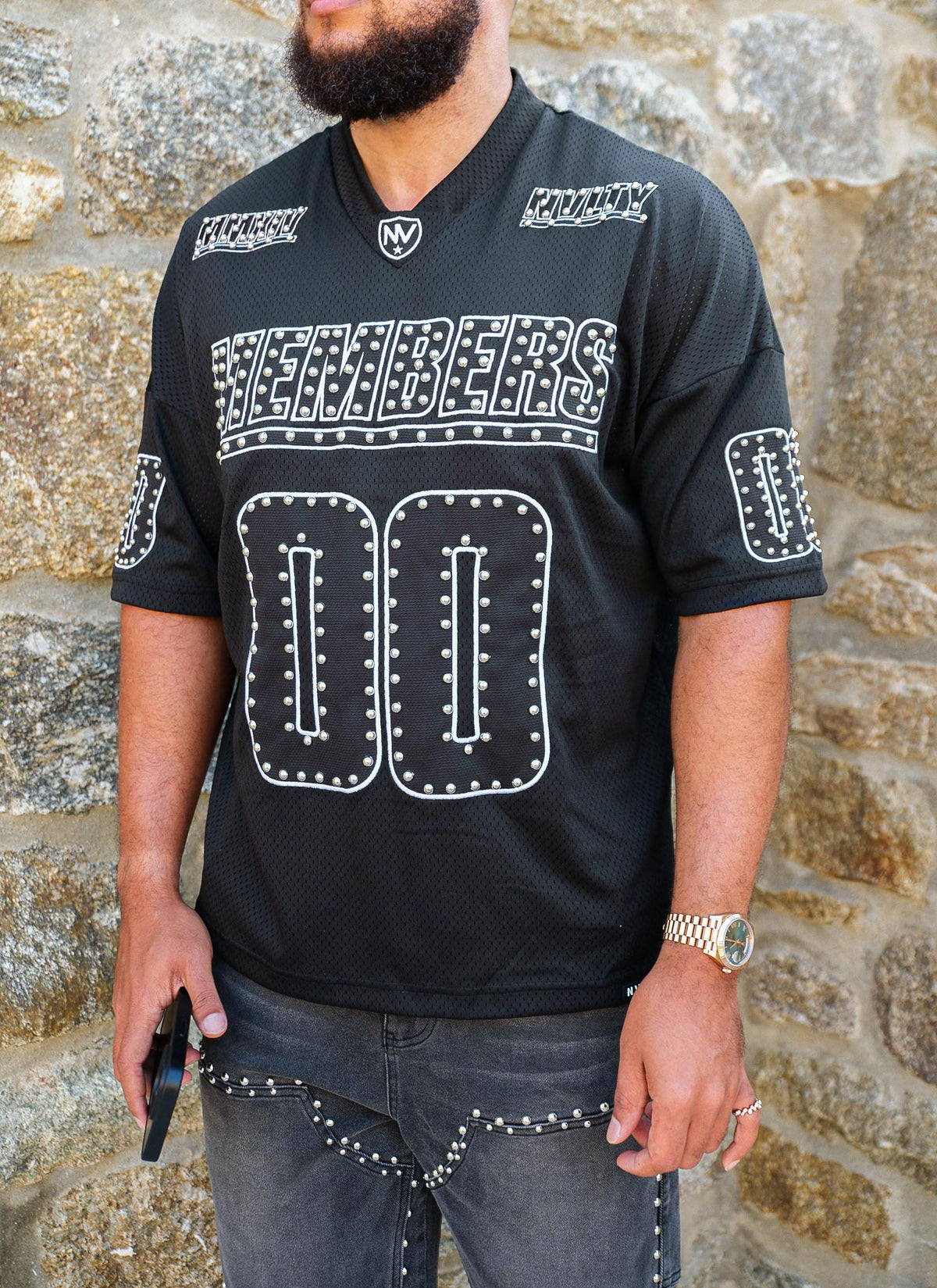 Members Studded Jersey - Black