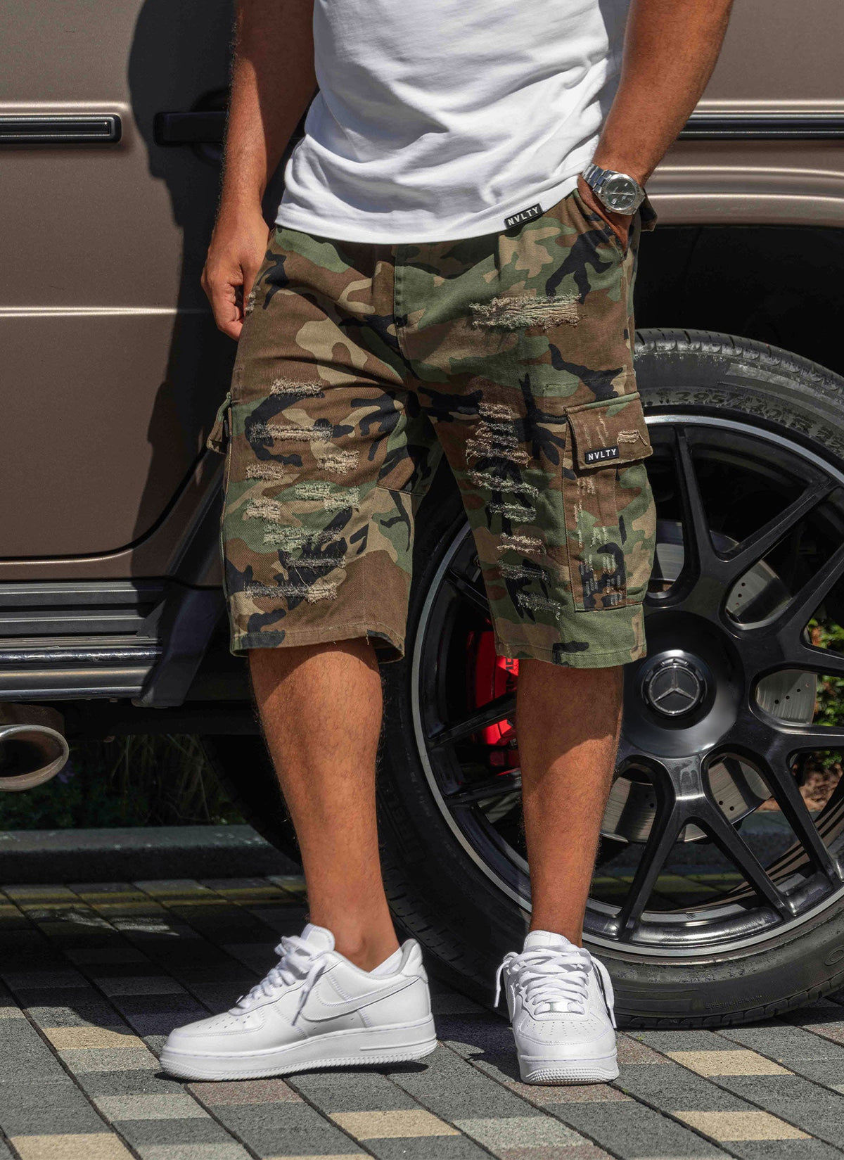 Vintage Repaired Cargo Shorts - Camo