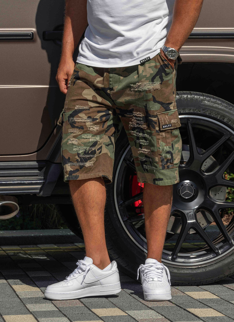Vintage Repaired Cargo Shorts - Camo