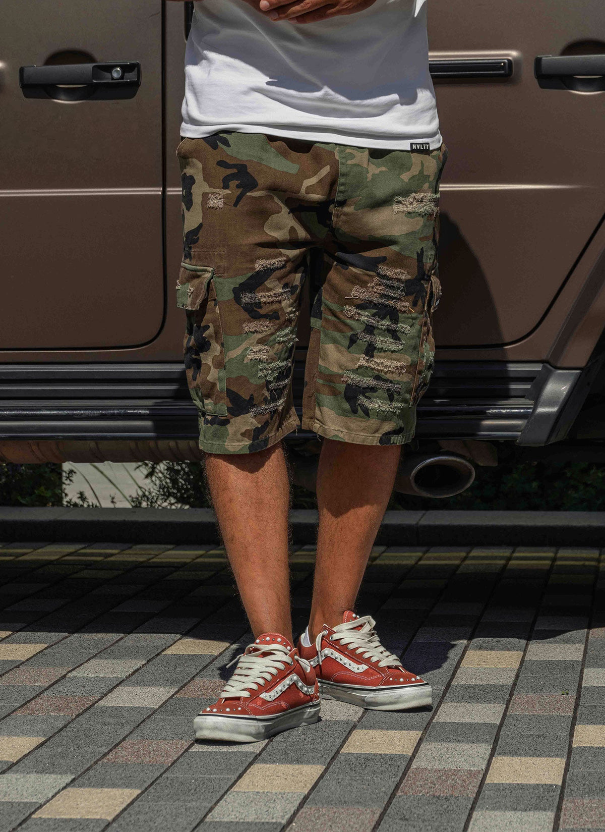 Vintage Repaired Cargo Shorts - Camo