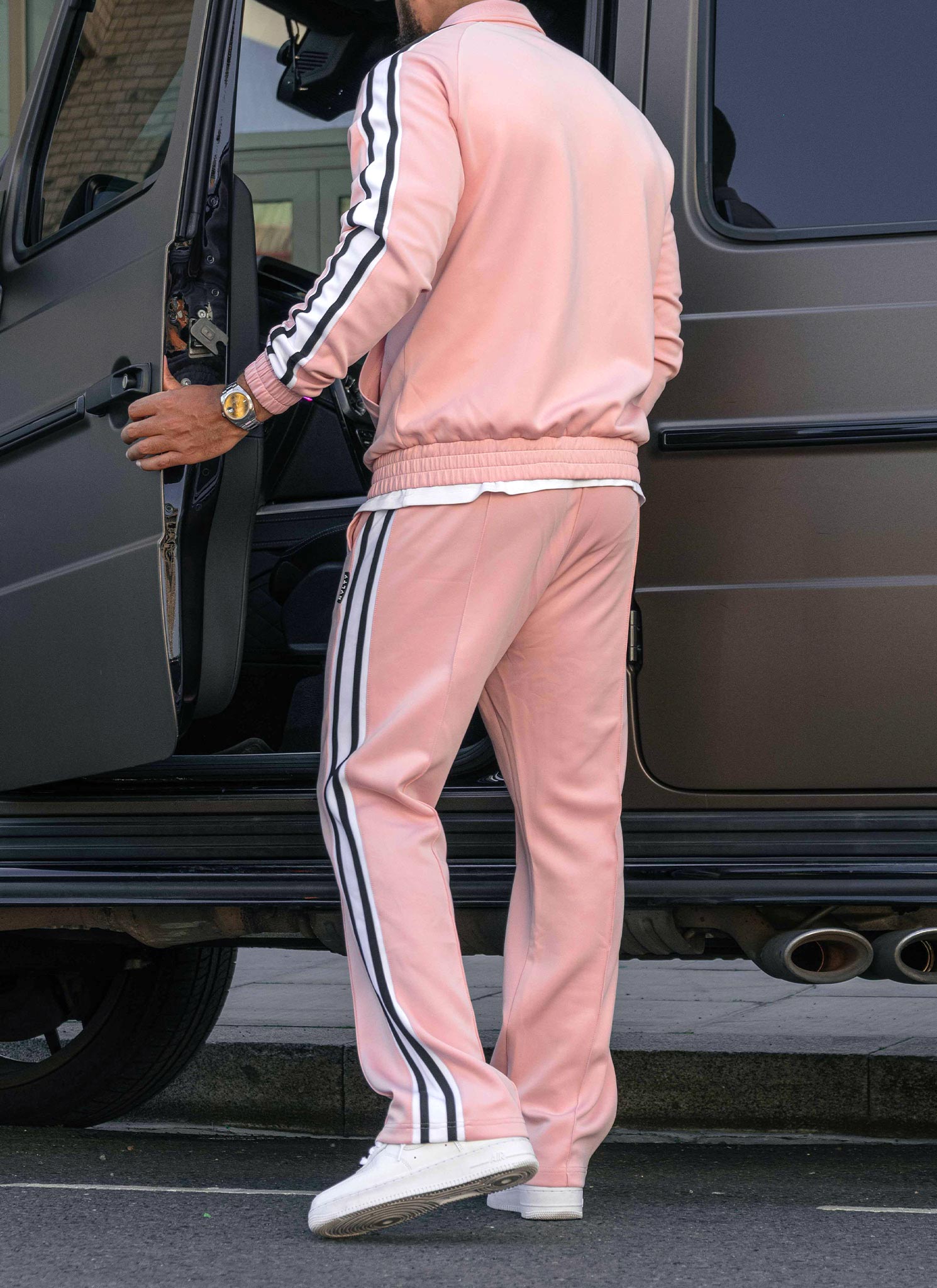 Panelled Luxe Track Pants - Baby Pink