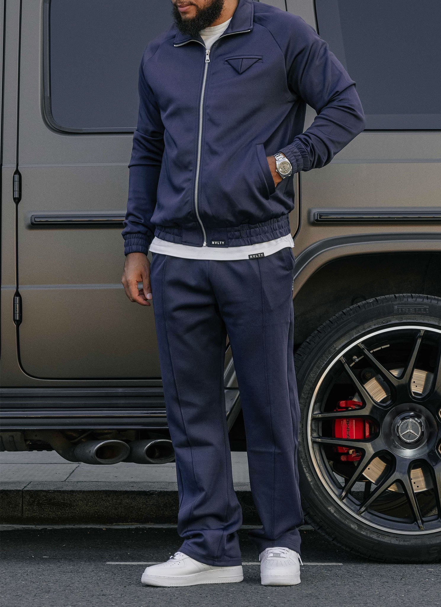 Pocket Square Track Jacket - Navy