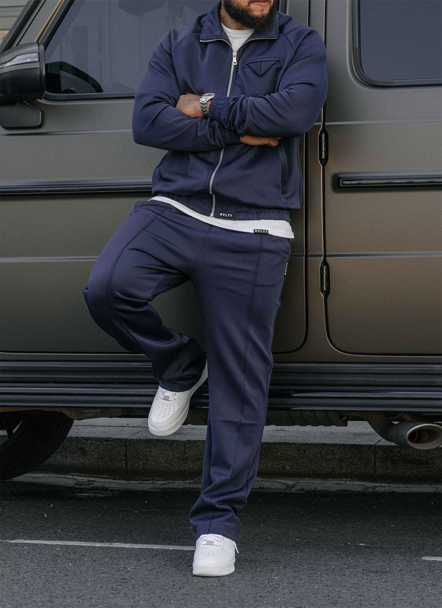 Pleat Track Pants - Navy
