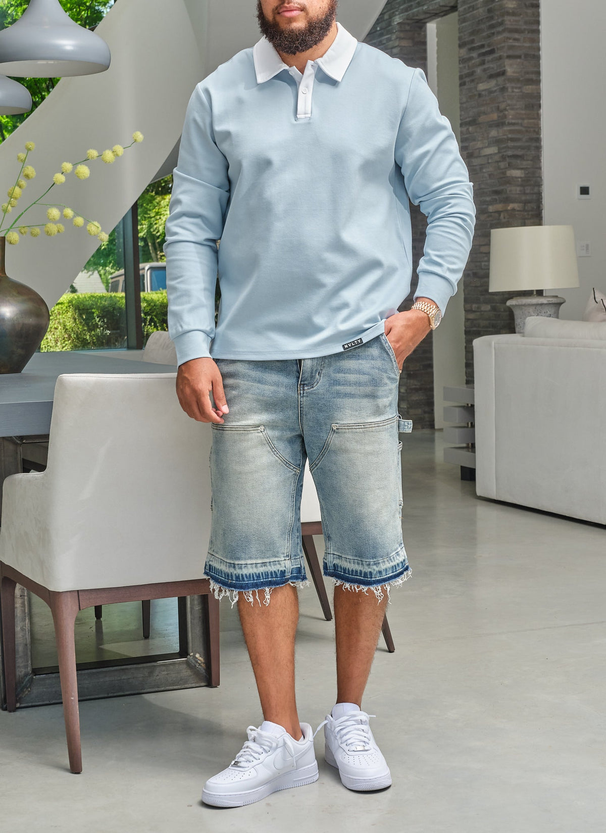 Luxe Rugby Shirt - Baby Blue