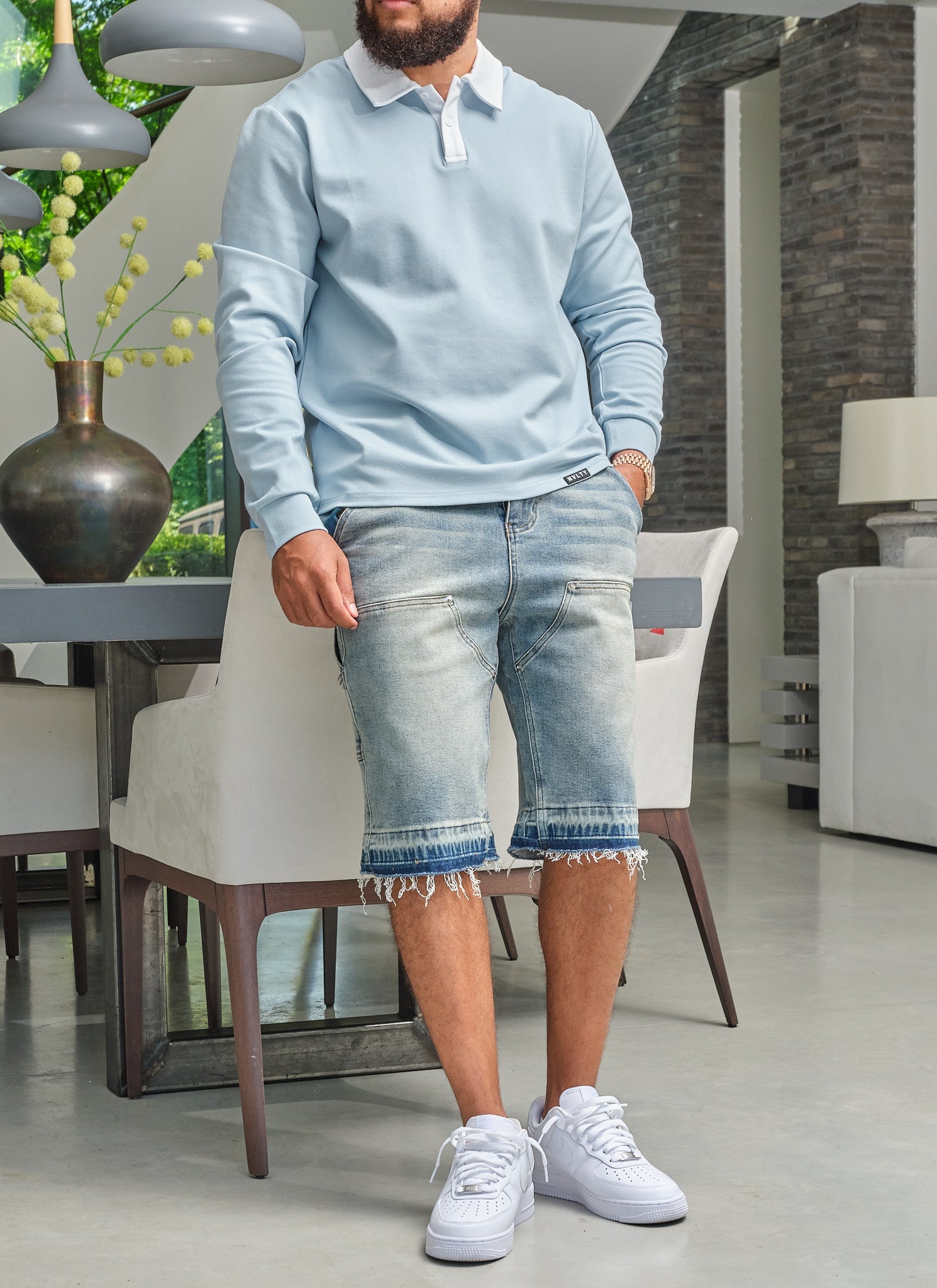 Luxe Rugby Shirt - Baby Blue