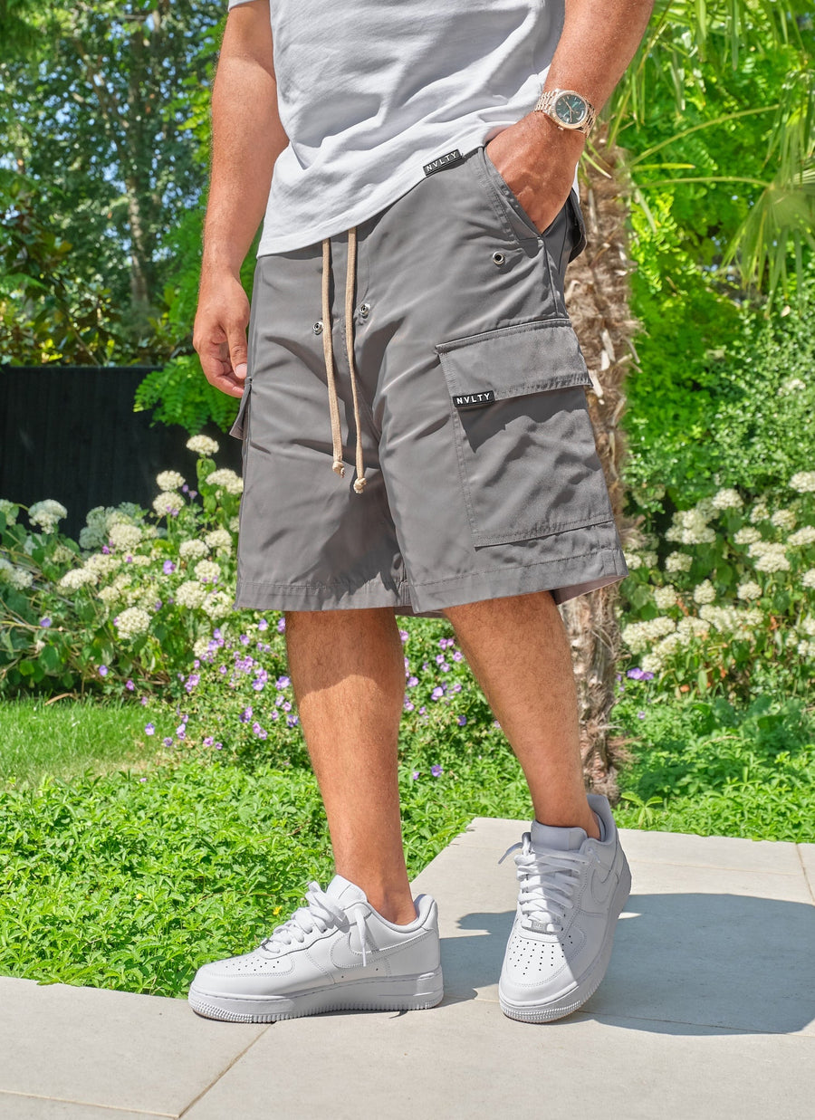 Nylon Cargo Shorts - Grey